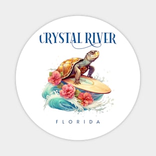 Crystal River Florida Smiling Surfing Turtle Souvenir Magnet